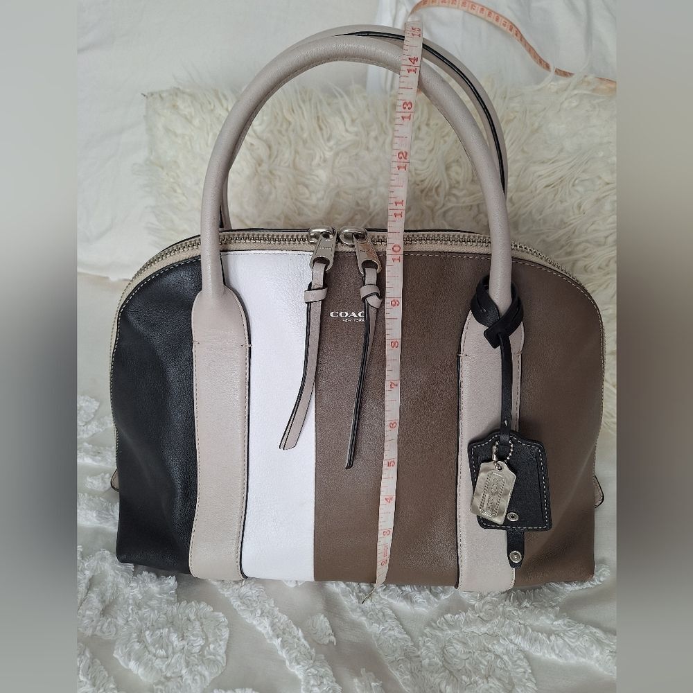 Coach Color Block Black, White, Brown, Leather Purse, Bowling Bag - Picture 7 of 16